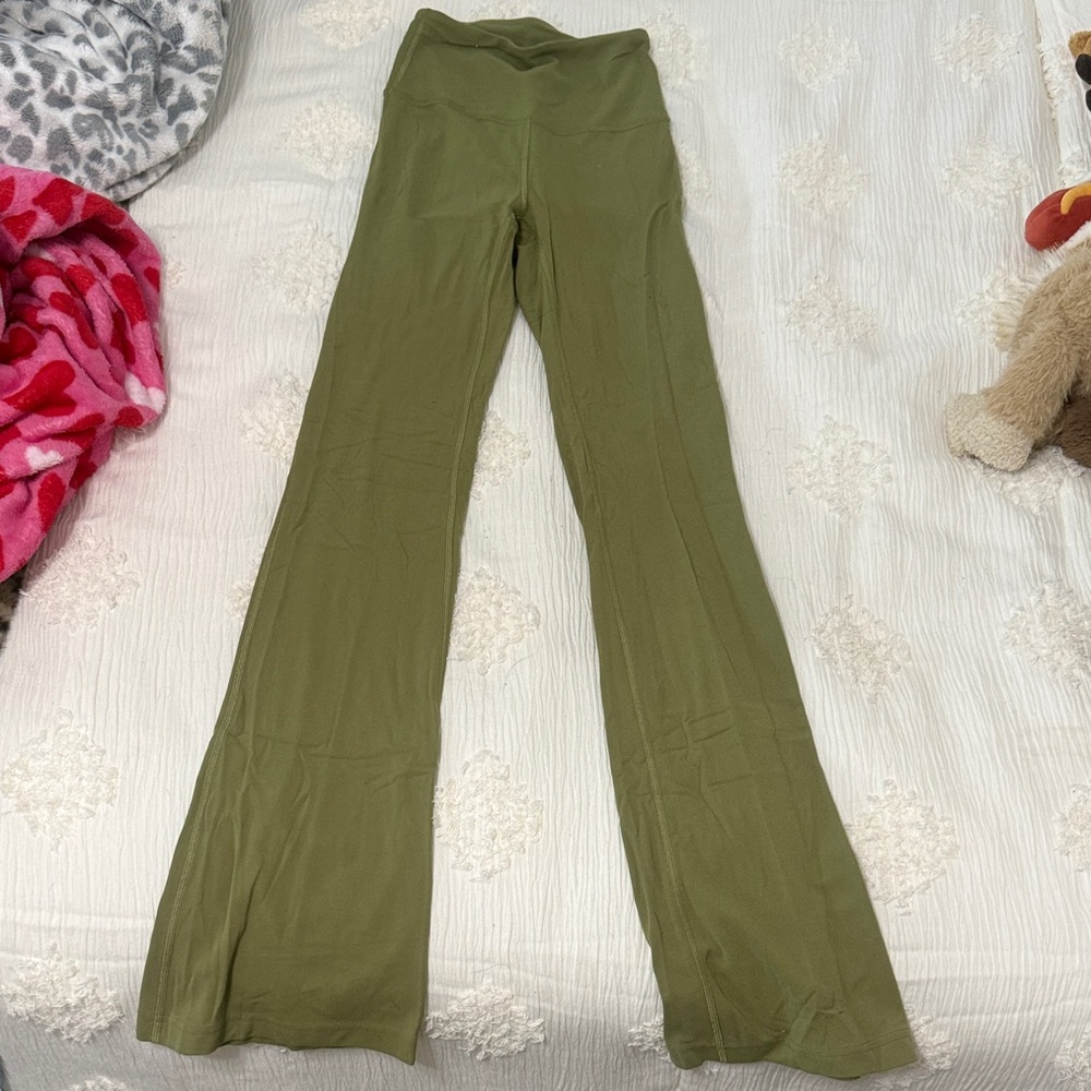 High Rise Olive Green Lululemon Aligned Flared Pants Size: 0 Length: Regular